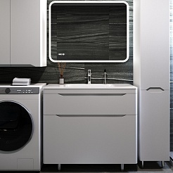 Style Line Мебель для ванной Марелла 90 Люкс Plus антискрейтч белая матовая – фотография-1